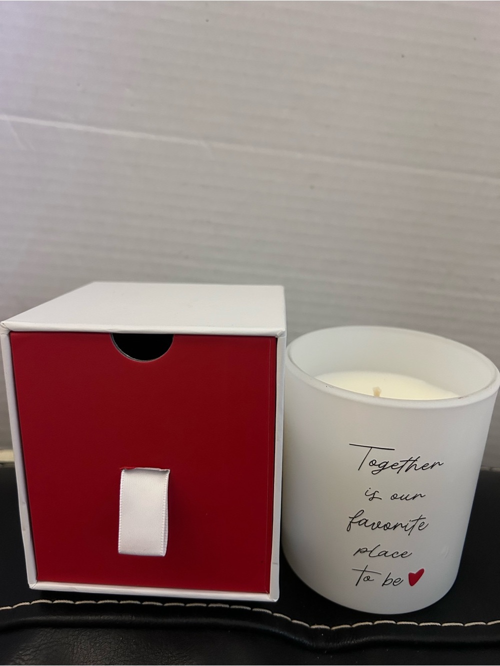 Ashland White Glass Scented Candle with Red Accent